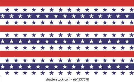 American President Day Abstract Seamless Pattern with Stars and stripes colored as USA Flag. Vector Illustration for Celebration Holiday 4 of July Background, Stars and White, Blue and Red Stripes