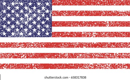 American President Day stars and stripes grunge USA Flag . Vector Illustration of stars and stripes grunge USA Flag for Celebration Holiday 4th of July, White star on Blue and Red Stripes