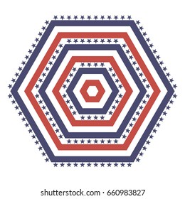 American President Day stars and stripes pentagon design elements for Seamless Pattern, colored as USA Flag. Vector Illustration of stars and stripes geometric elements for Holiday 4th of July.