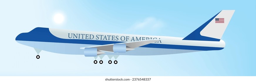 American president USA Plane with USA flag flying on sky vector illustration