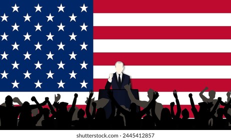 In: American Presidential Campaign Crowd. Verwendet für Dekoration, Werbegestaltung, Websites oder Publikationen, Banner, Plakate und Broschüren.