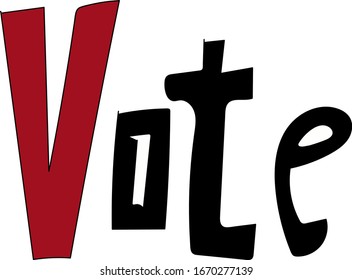 American presidential election 2020. Voting check box 2020. Vector outline lettering isolated on white background. Election in america, logotype
