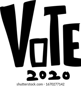 American presidential election 2020. Voting check box 2020. Vector outline lettering isolated on white background. Election in america, logotype
