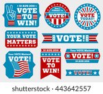 American presidential election badges and vote labels. Badges and signs for presidential elections