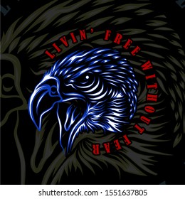 American Pride Hawk Vector Illustration