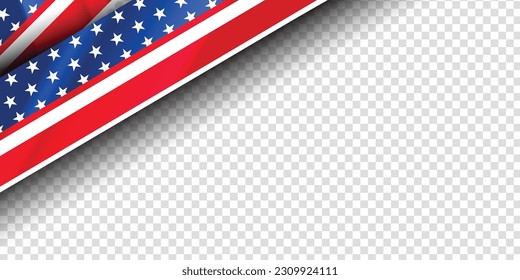 Plantilla de fondo de banner profesional estadounidense con fondo transparente. Ilustración vectorial.