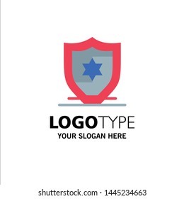 American, Protection, Shield Business Logo Template. Flat Color