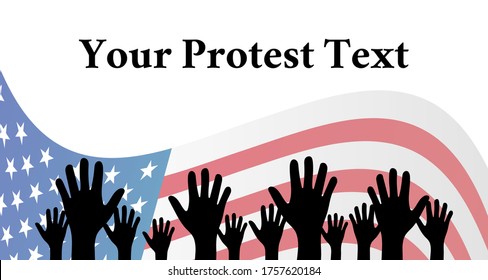 American Protest Background Illustration with Black Hands