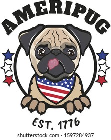 american pug art vector design