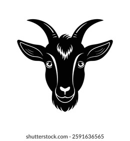 American Pygmy Goat Head Vector Silhouette Design
