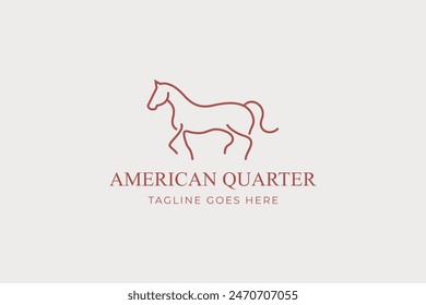 American Quarter Horse Logo Linear Style Abstract Illustration Silhouette