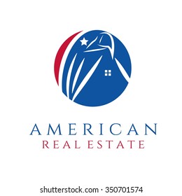 american real estate concept with eagle and house
