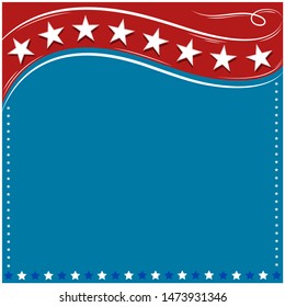 American red blue background with stars and empty space for your text.