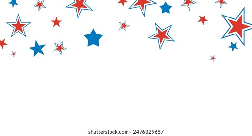 American red blue star illustration. American star background. 4th of July celebration