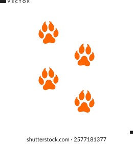 American red fox paw print silhouette. Animal paw print vector illustration