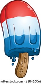 American Red White And Blue Popsicle Dessert Cartoon Illustration For Summer Or The 4th Of July