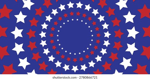 American red and white star background pattern. United States motif