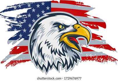 American Redoubtable  Eagle with USA flags