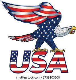 American Redoubtable  Eagle with USA flags
