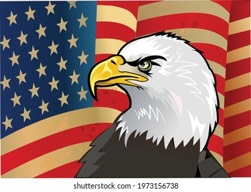 American Redoubtable  Eagle with USA flags