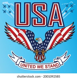 American Redoubtable  Eagle with USA flags