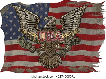 American Redoubtable  Eagle with USA flags