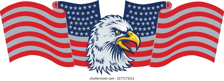 American Redoubtable  Eagle with USA flags