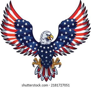 American Redoubtable  Eagle with USA flags