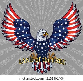 American Redoubtable  Eagle with USA flags