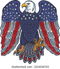 American Redoubtable  Eagle with USA flags