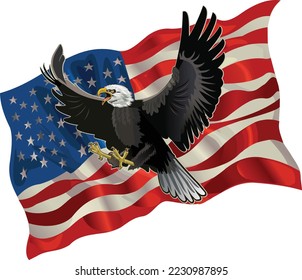 American Redoubtable  Eagle with USA flags