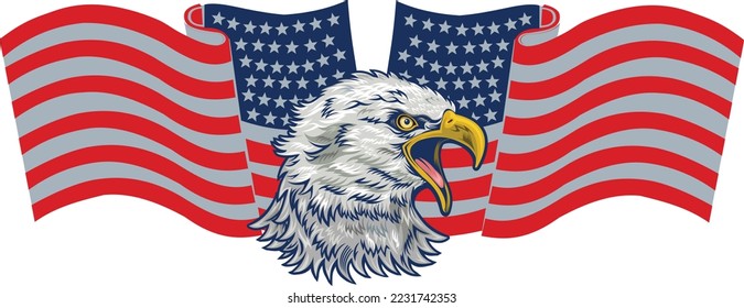 American Redoubtable  Eagle with USA flags