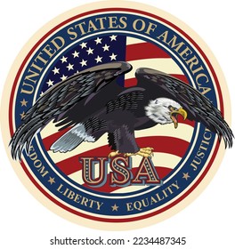 American Redoubtable  Eagle with USA flags