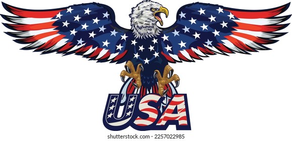 American Redoubtable  Eagle with USA flags