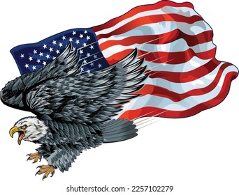 American Redoubtable  Eagle with USA flags