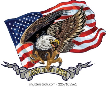 American Redoubtable  Eagle with USA flags