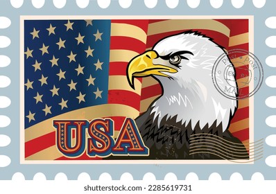 American Redoubtable  Eagle with USA flags