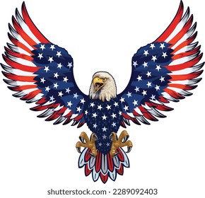 American Redoubtable  Eagle with USA flags