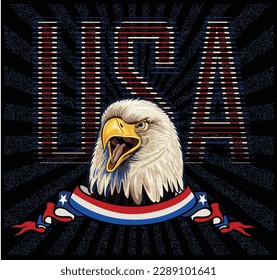 American Redoubtable  Eagle with USA flags

