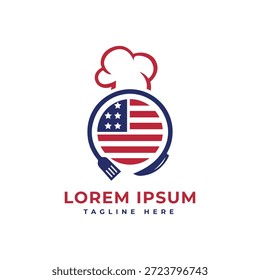 American restaurant logo design creative food business concept