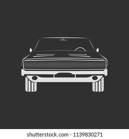 American Retro Car Front View. Vector Image