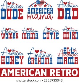American Retro Design And American SVG And American Sublimation And American Flag Design EPS File Digital Download