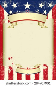 American retro dirty frame. An american grunge flag with a large frame for your message. 