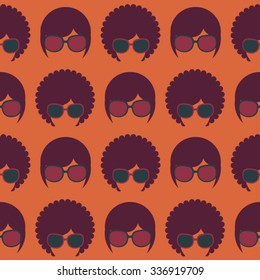 American retro hippie vector pattern