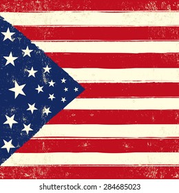 American retro square grunge flag. An american grunge square flag for you