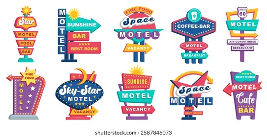 American retro stand street pointer set icon