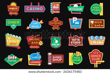 American retro stand street pointer set icon