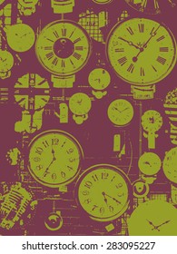 american retro style wall clock vector art