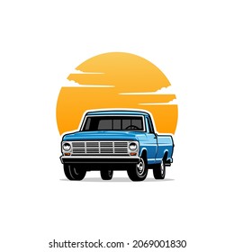 american retro truck isolated vector, good for illustration or logo design	