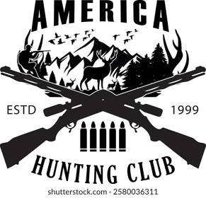 American retro vintage hunting t shirt, American retro vintage hunting t shirt design